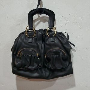 BULGA Black Leather Satchel | Made in Italy | Gold Hardware | Large